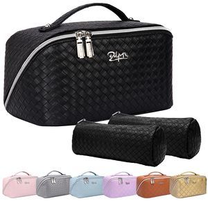 Travel Makeup Bags For Women: Large Cosmetic Bag - Pu Leather Make Up Bag Set💘